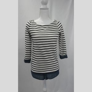 Loft Petite, XXSP, Quarter sleeve. Black white and Denim Top